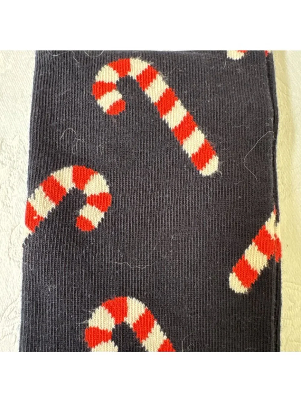 Happy Socks M 8-12 Crew Socks Christmas Holiday Candy Cane Novelty 41-46 NEW